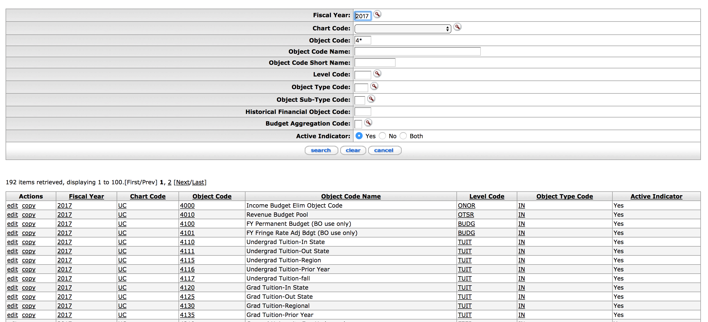 Object Codes from KFS