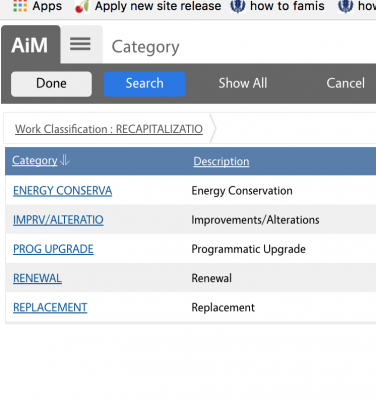 Select Category for billing