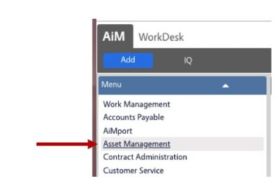 Shows Arrow pointing to Asset Management